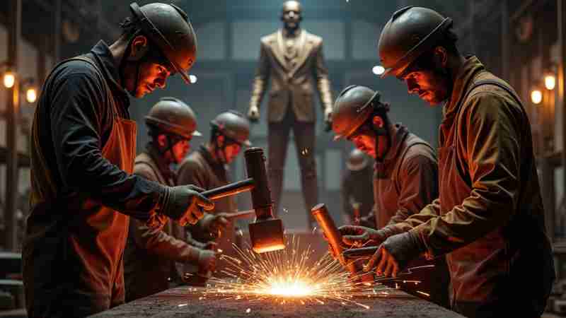 Young Metalworkers Forge Giant Statue to Honor François Andréossy, Concept art for illustrative purpose, tags: une monumentale pour de - Monok